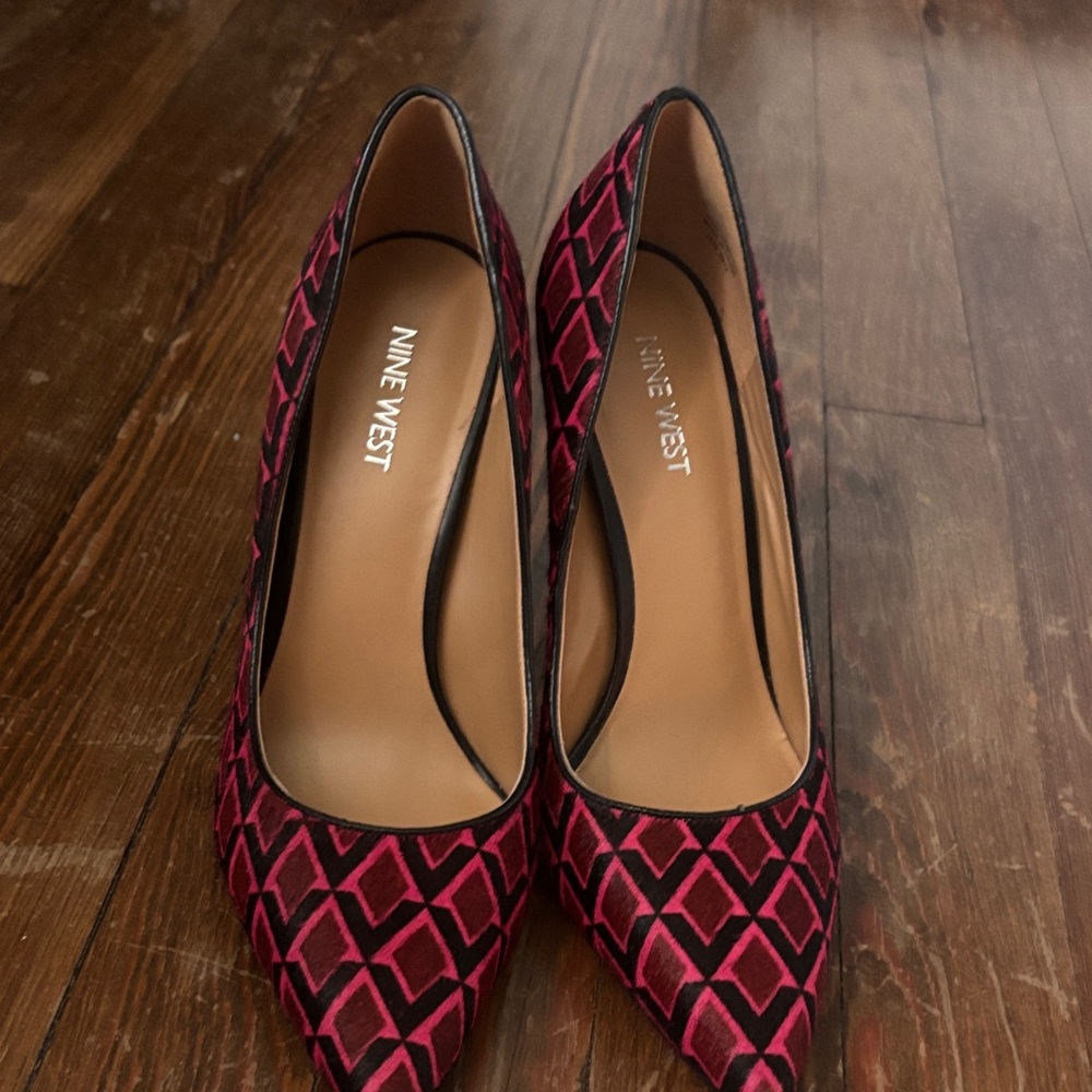 Nine West Pink and Black Patterned Heels